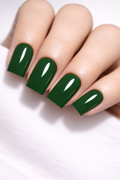 Vert Émeraude Chic – Carré Court | Press-On Nails – La Plume de Stella